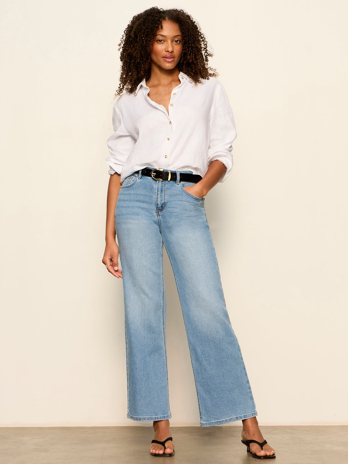 More Love Linen Tie Top White