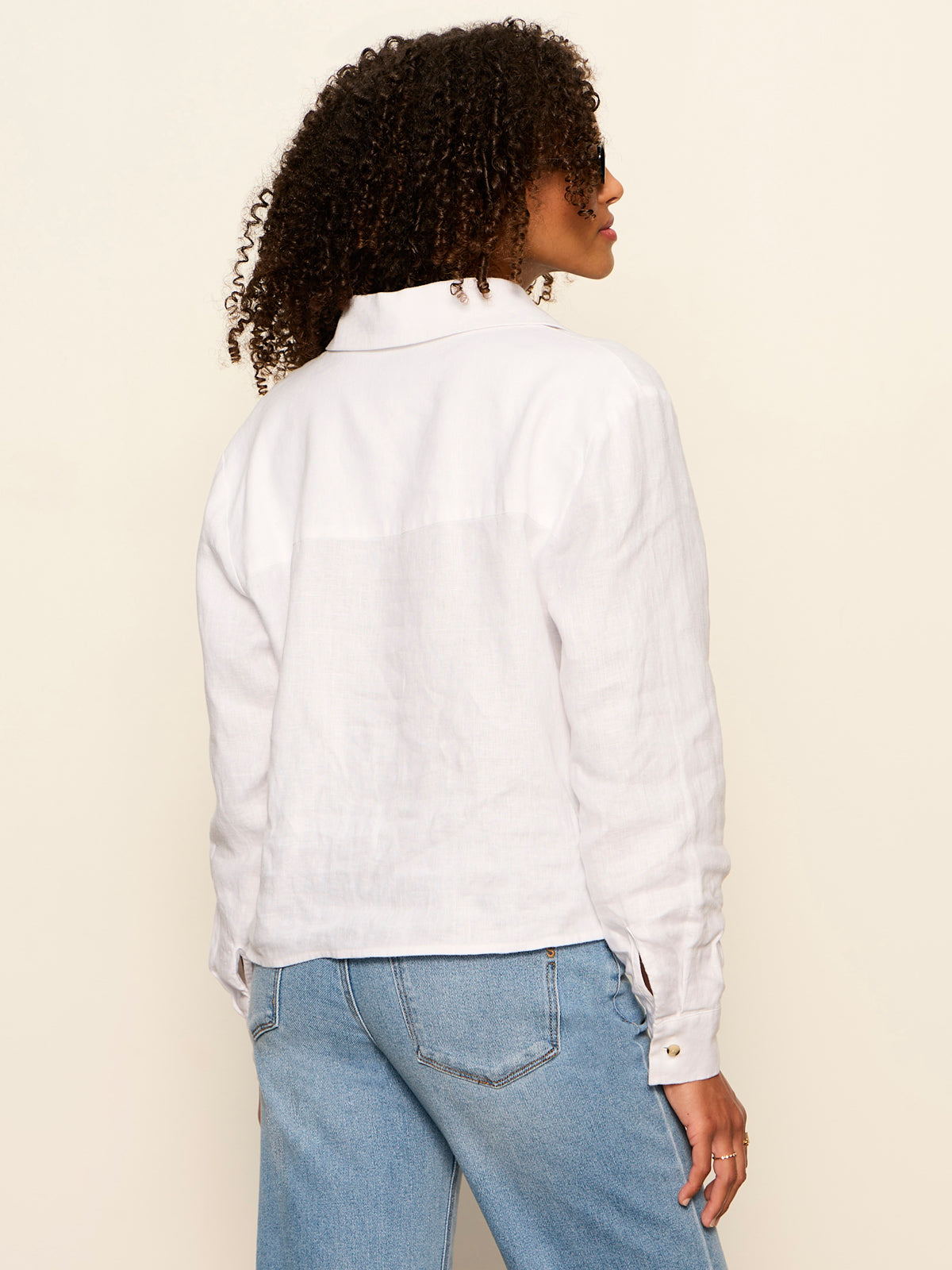 More Love Linen Tie Top White