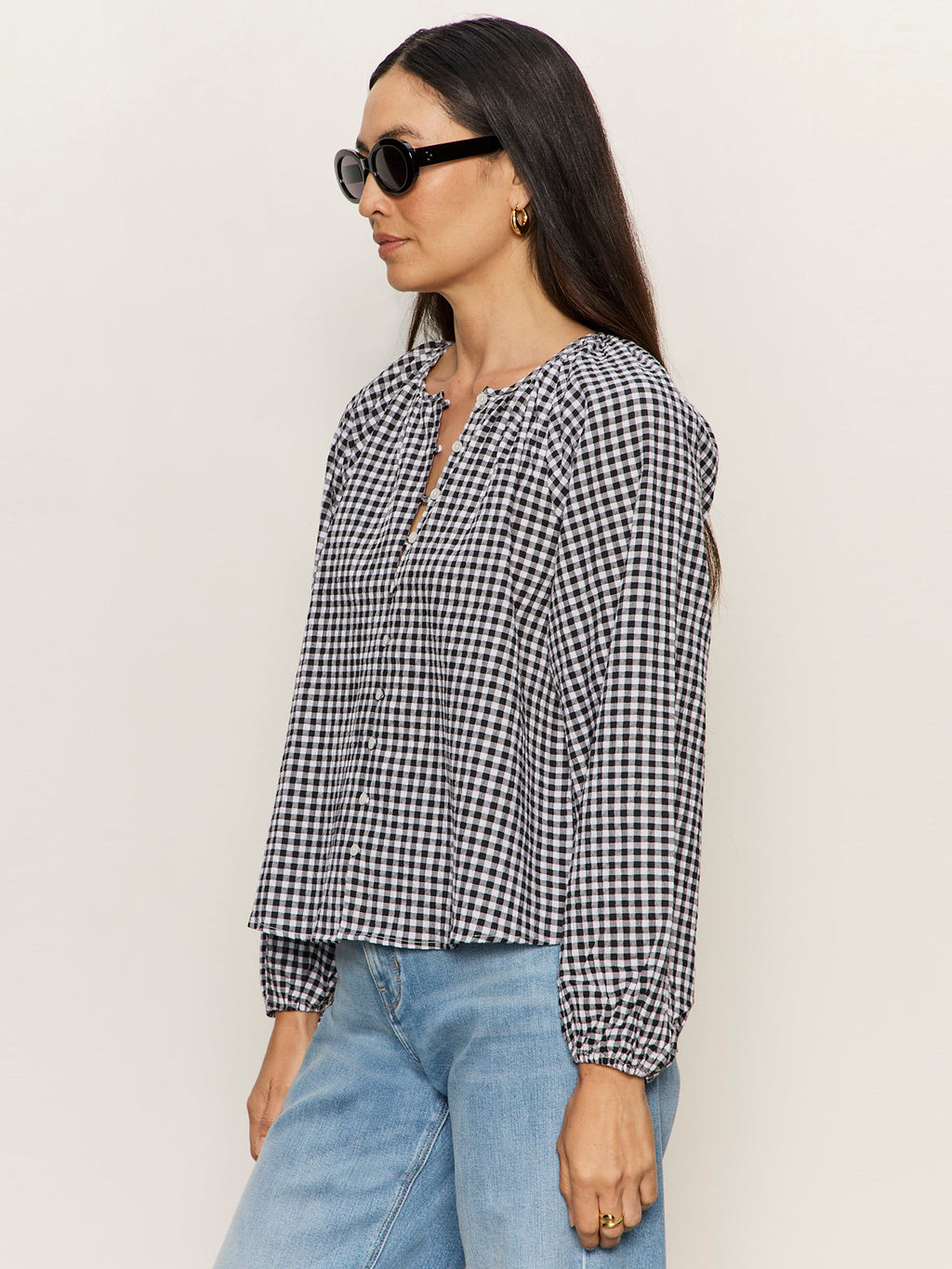 Perfect Gingham Button Blouse Picnic