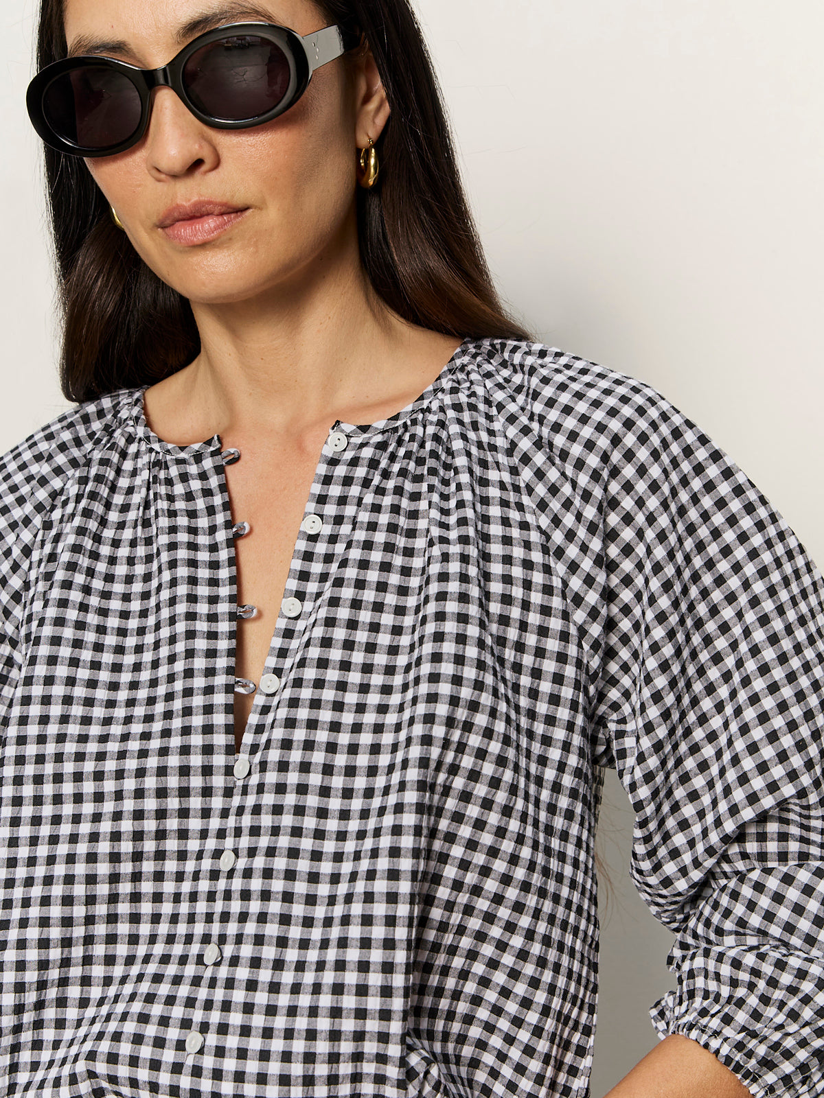 Perfect Gingham Button Blouse Picnic