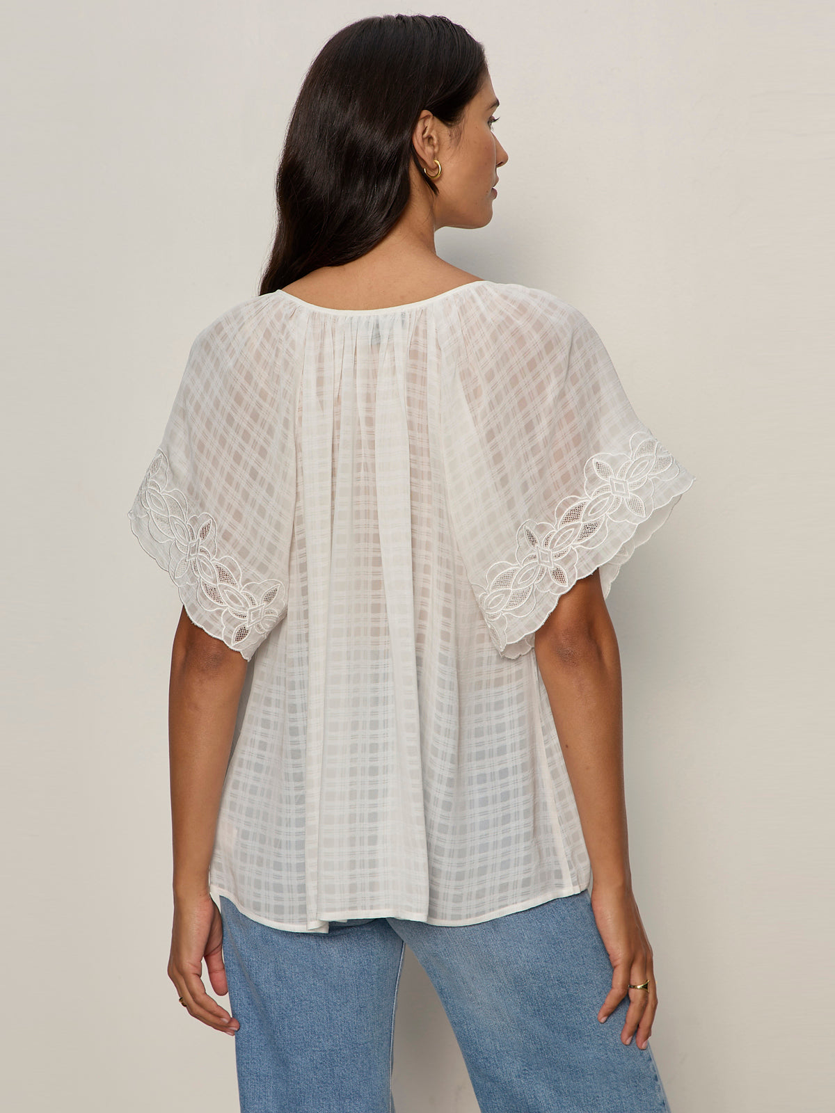 Easy Brunch Embroidered Blouse Chalk