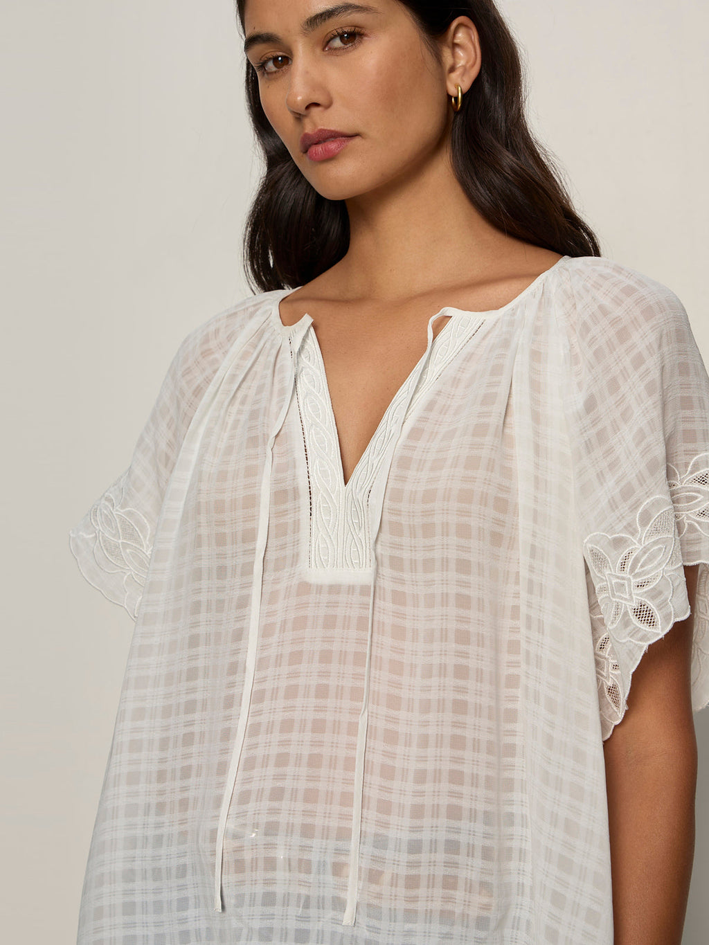Easy Brunch Embroidered Blouse Chalk
