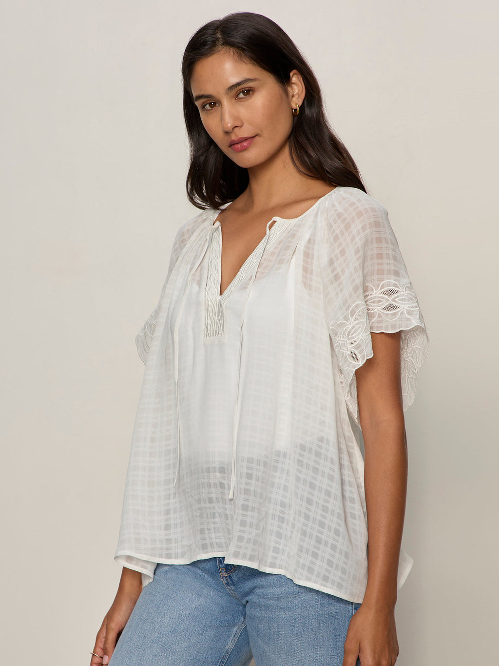 Easy Brunch Embroidered Blouse Chalk
