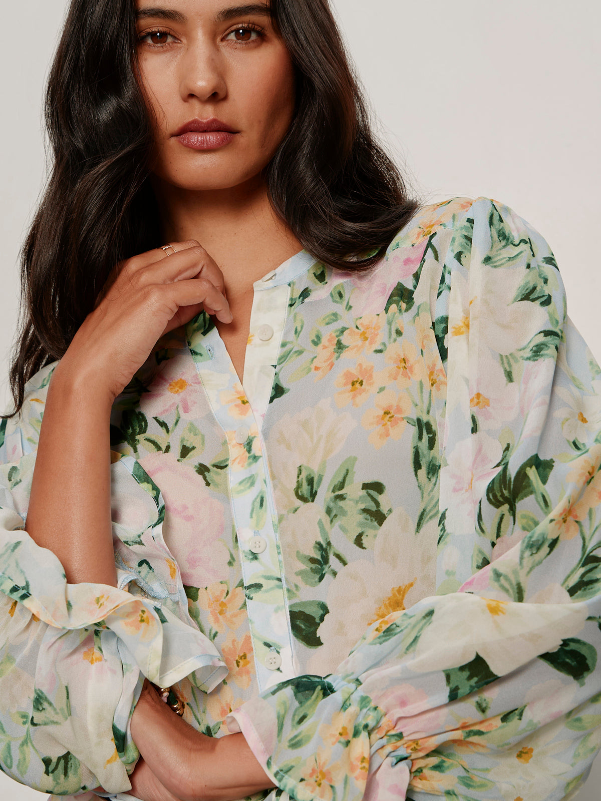 Femme Muse Button Blouse Spring Floral