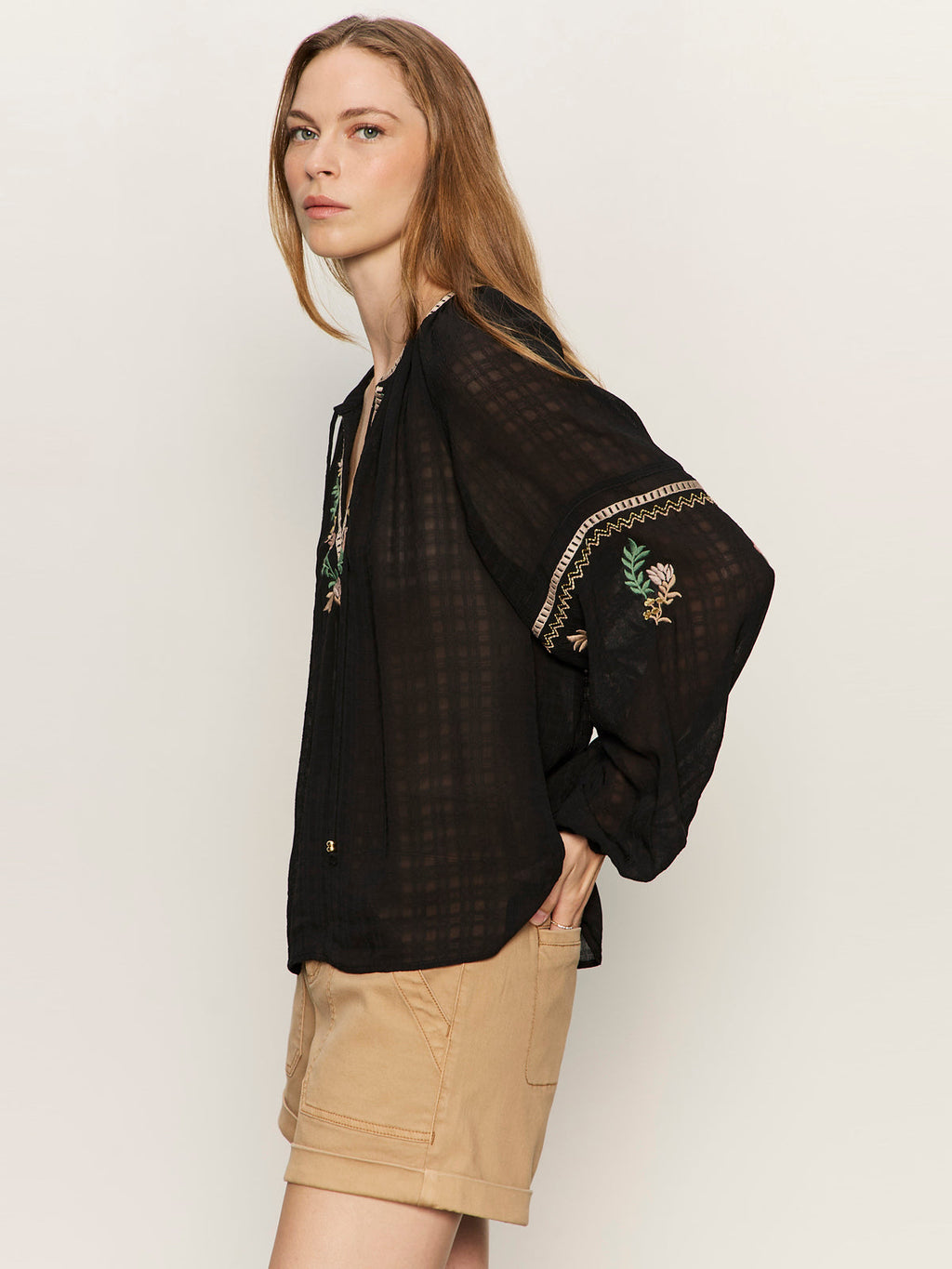 Raye Embroidered Blouse Black