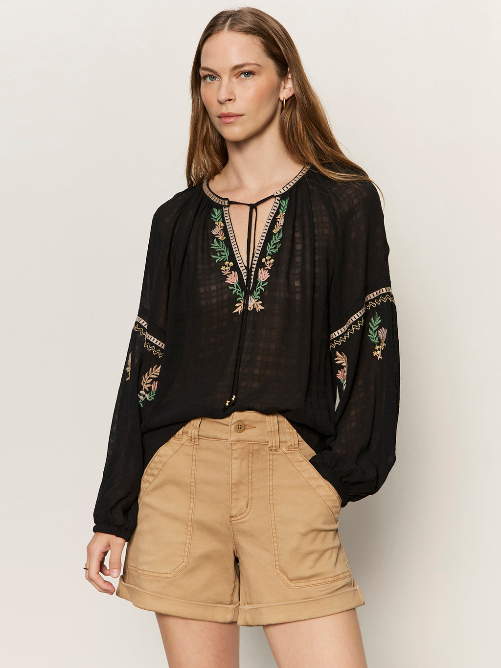 Raye Embroidered Blouse Black