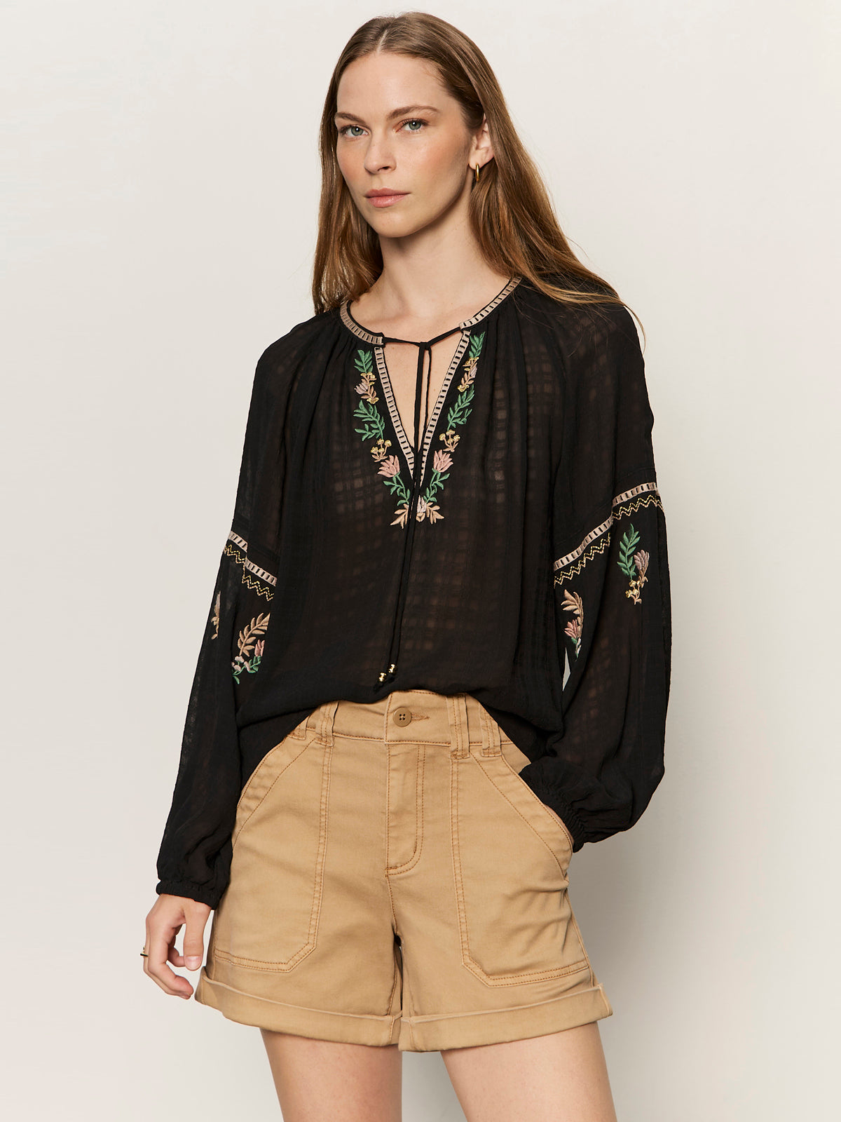 Raye Embroidered Blouse Black