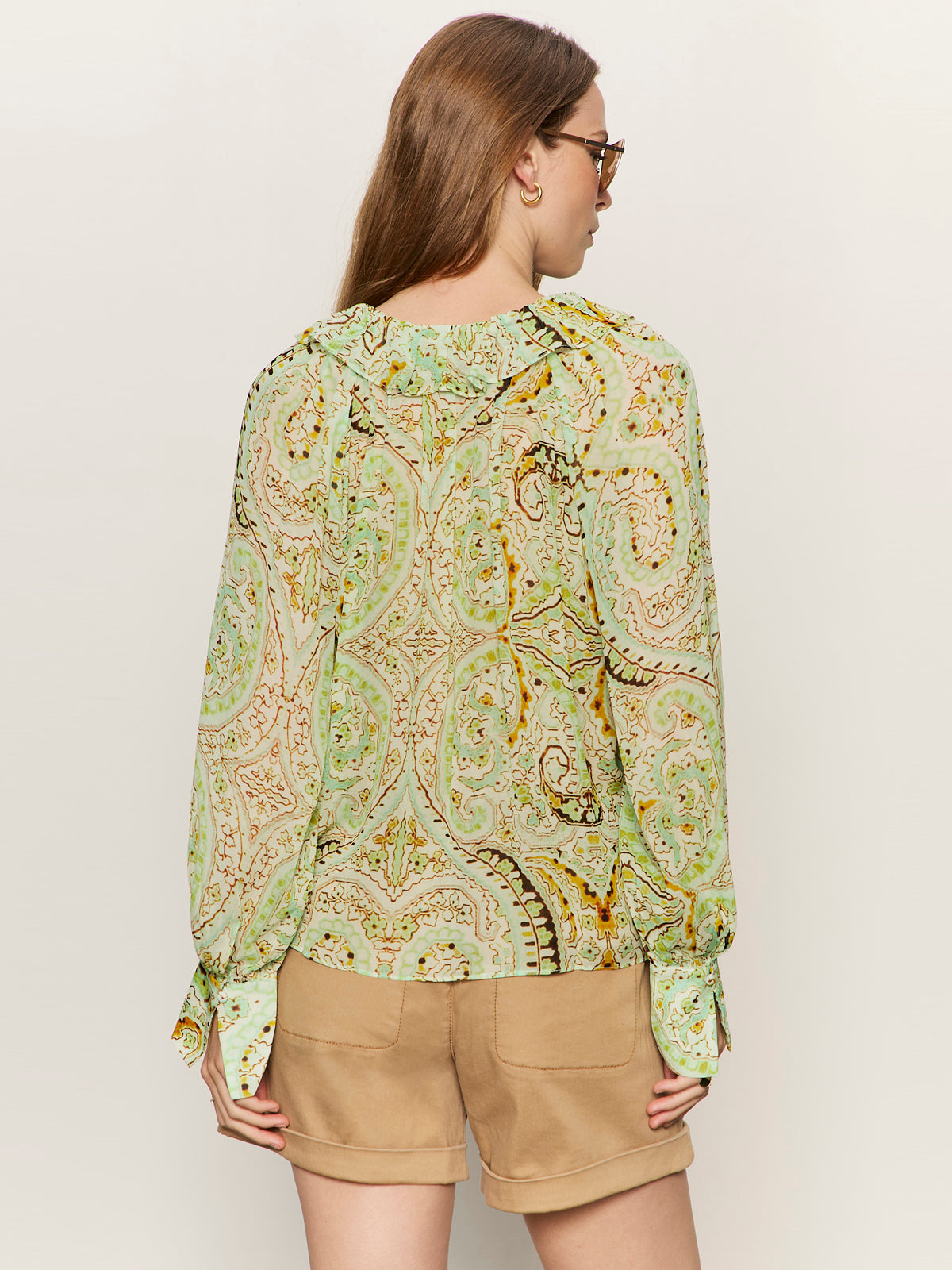Sheer Elegance Volume Blouse Verde Boheme