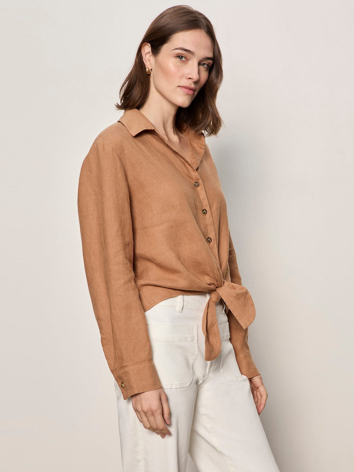More Love Linen Tie Top Toasted Coconut