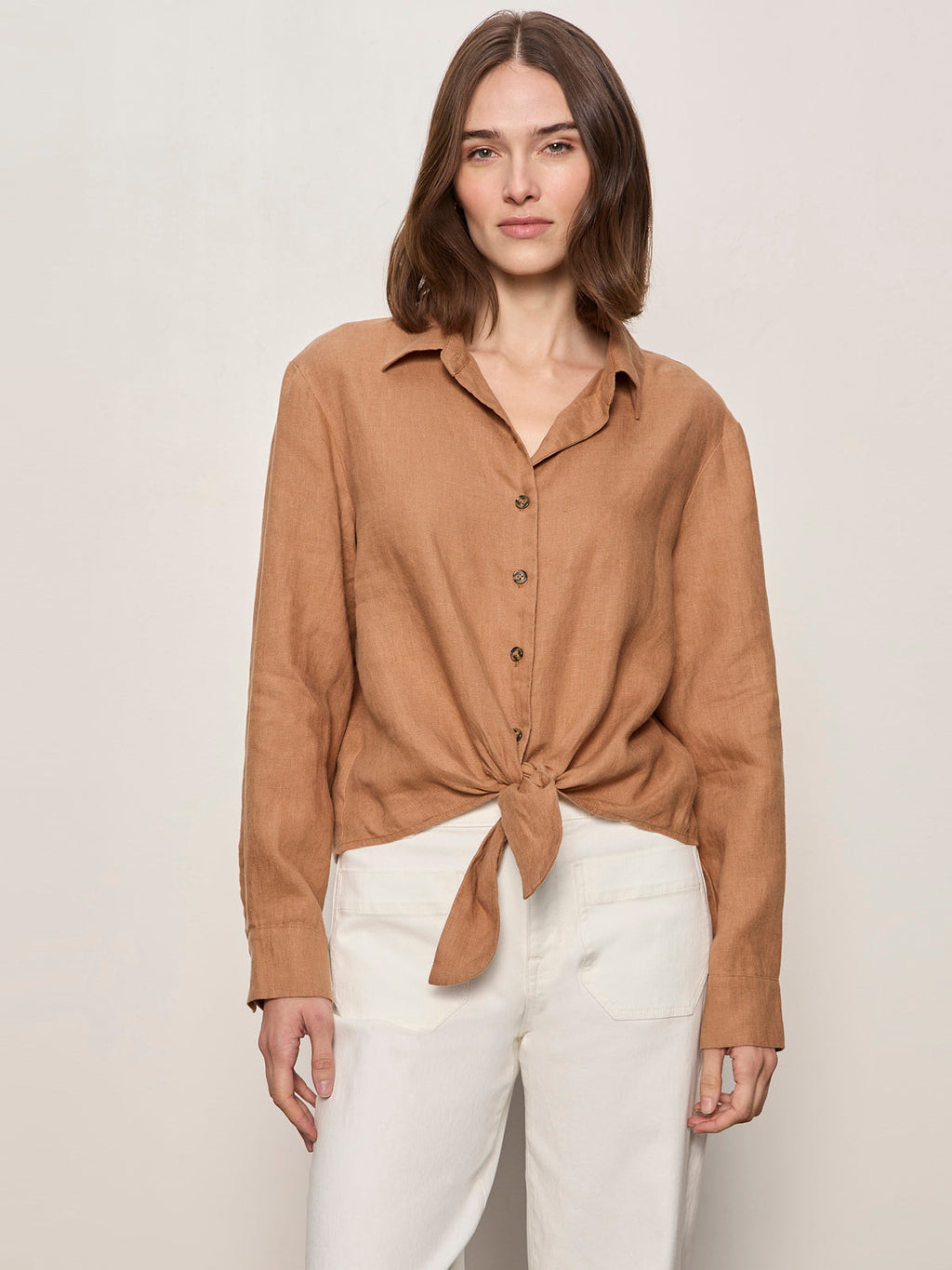 More Love Linen Tie Top Toasted Coconut