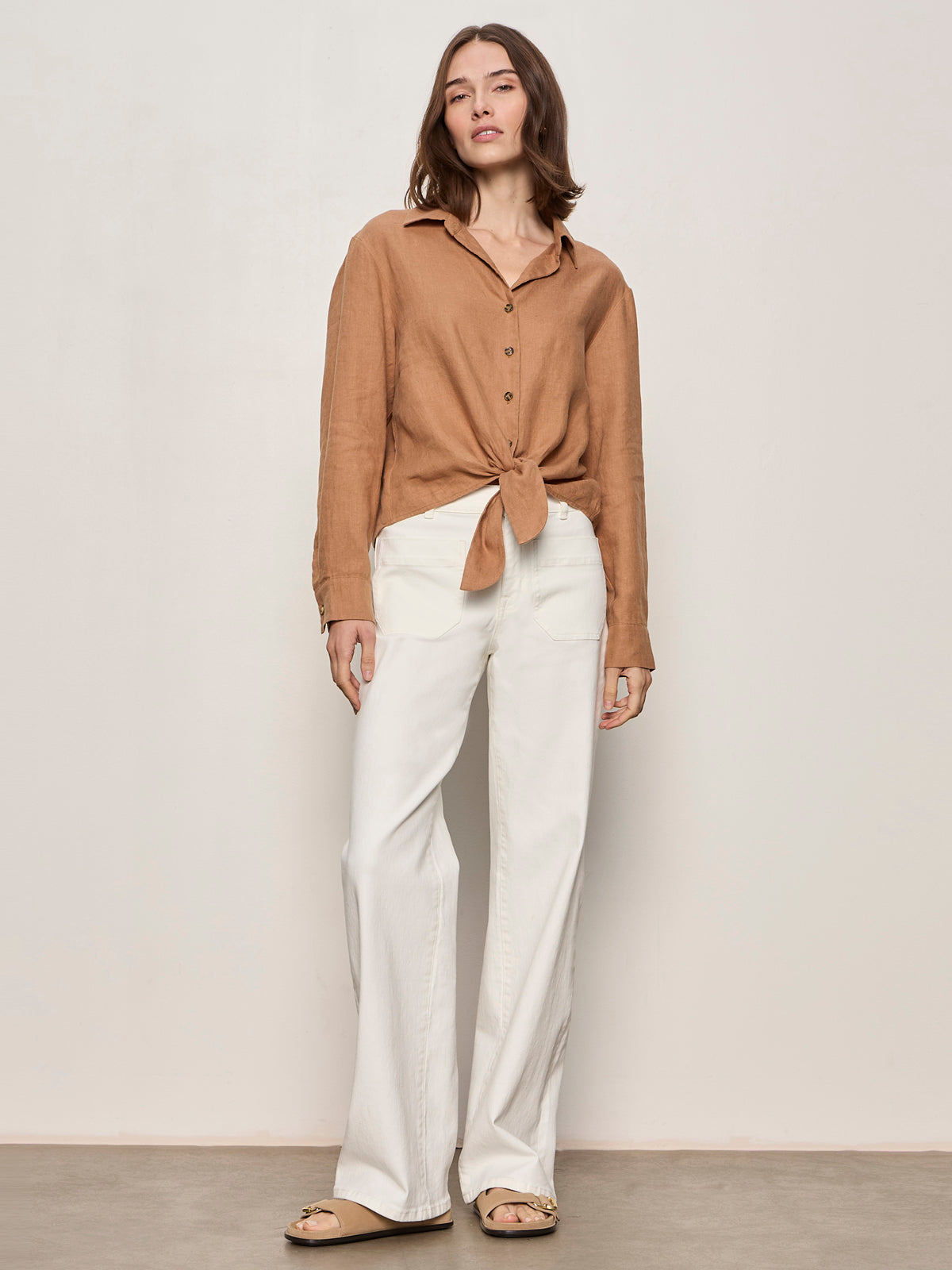 More Love Linen Tie Top Toasted Coconut
