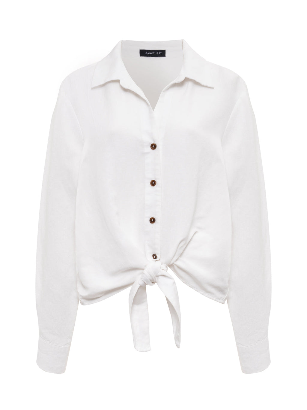 More Love Linen Tie Top White