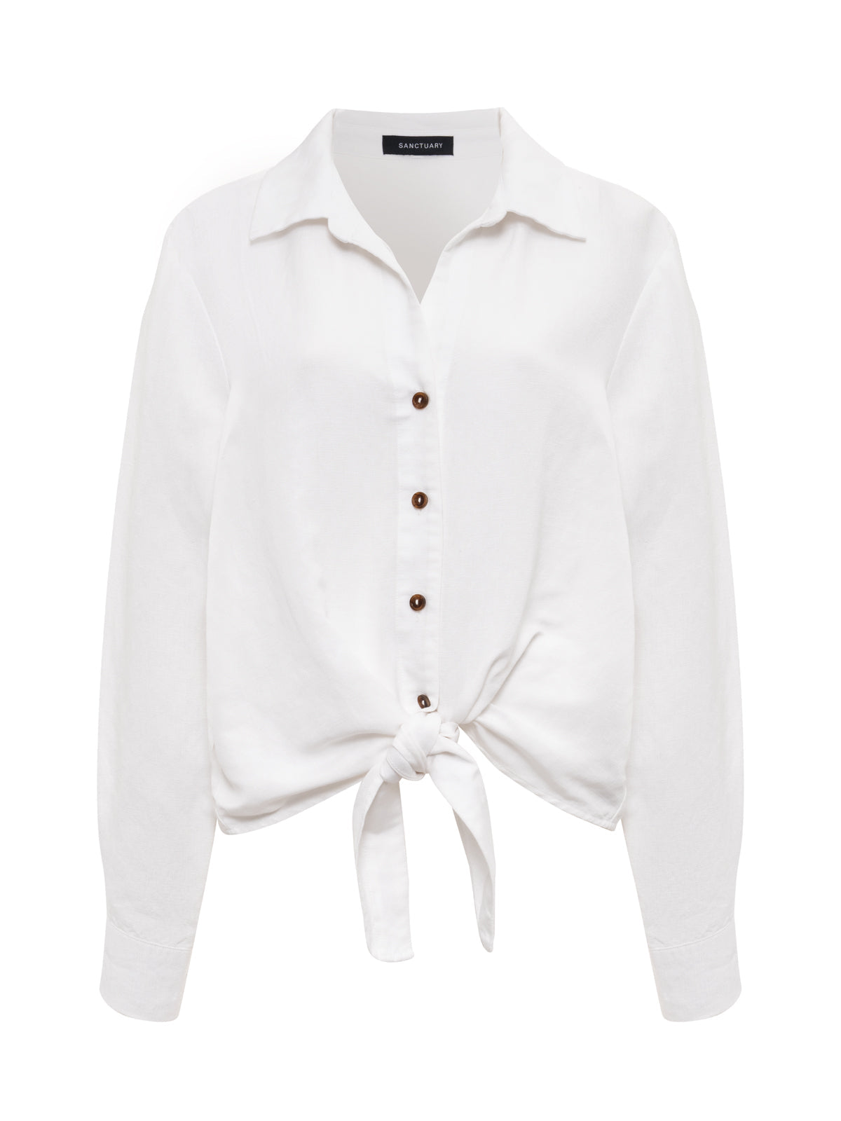 More Love Linen Tie Top White