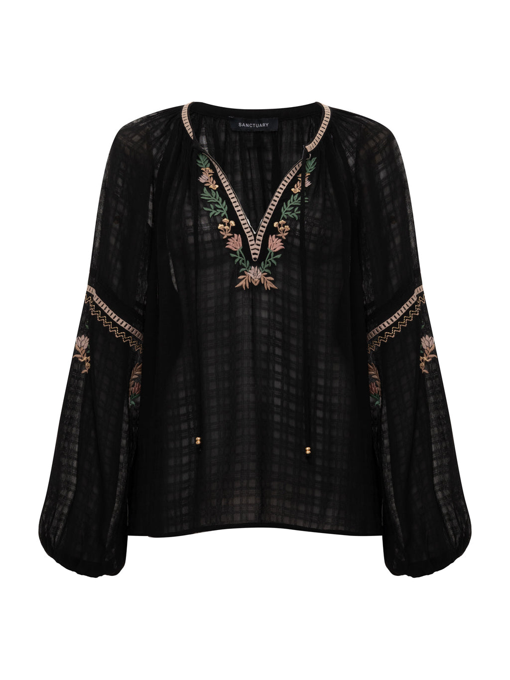 Raye Embroidered Blouse Black
