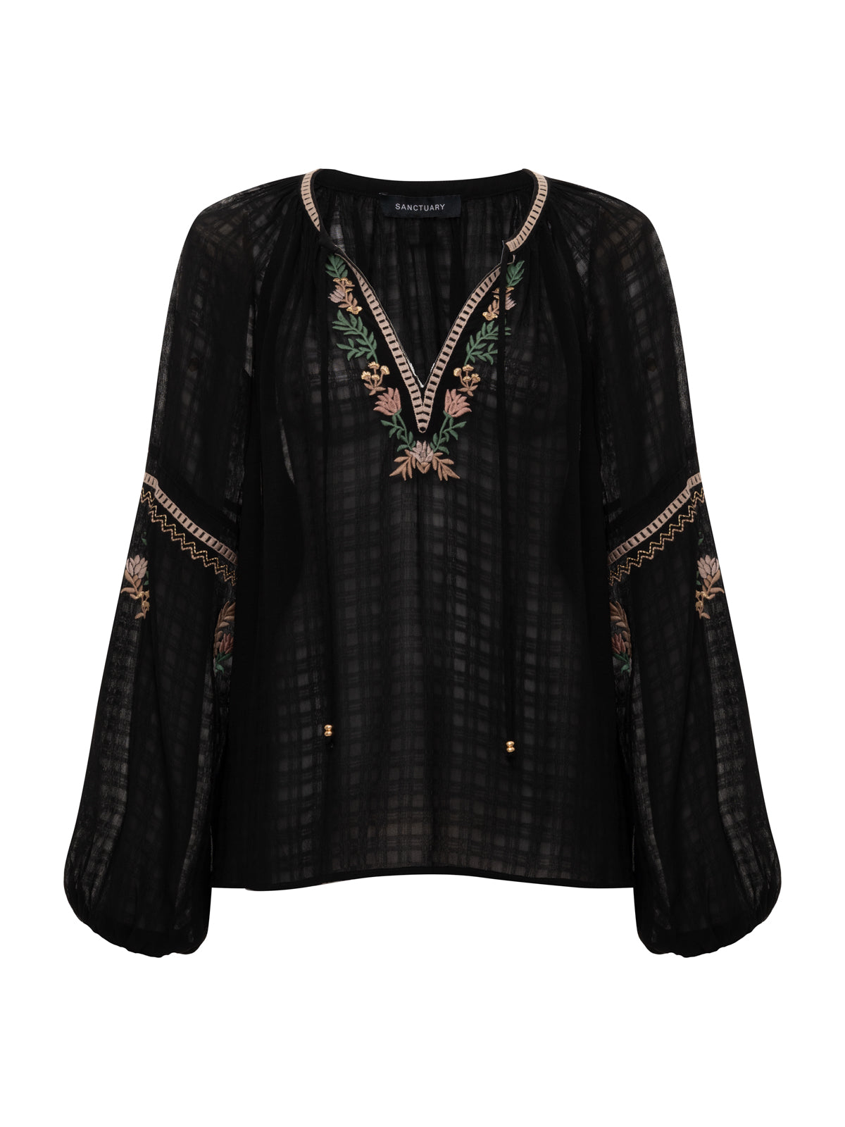 Raye Embroidered Blouse Black
