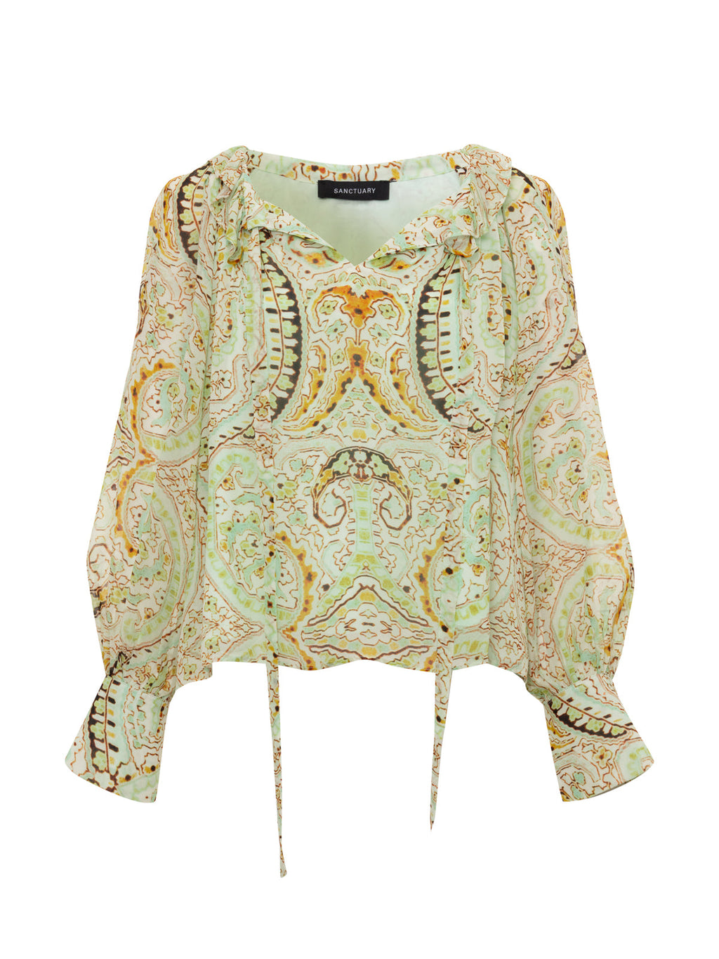 Sheer Elegance Volume Blouse Verde Boheme