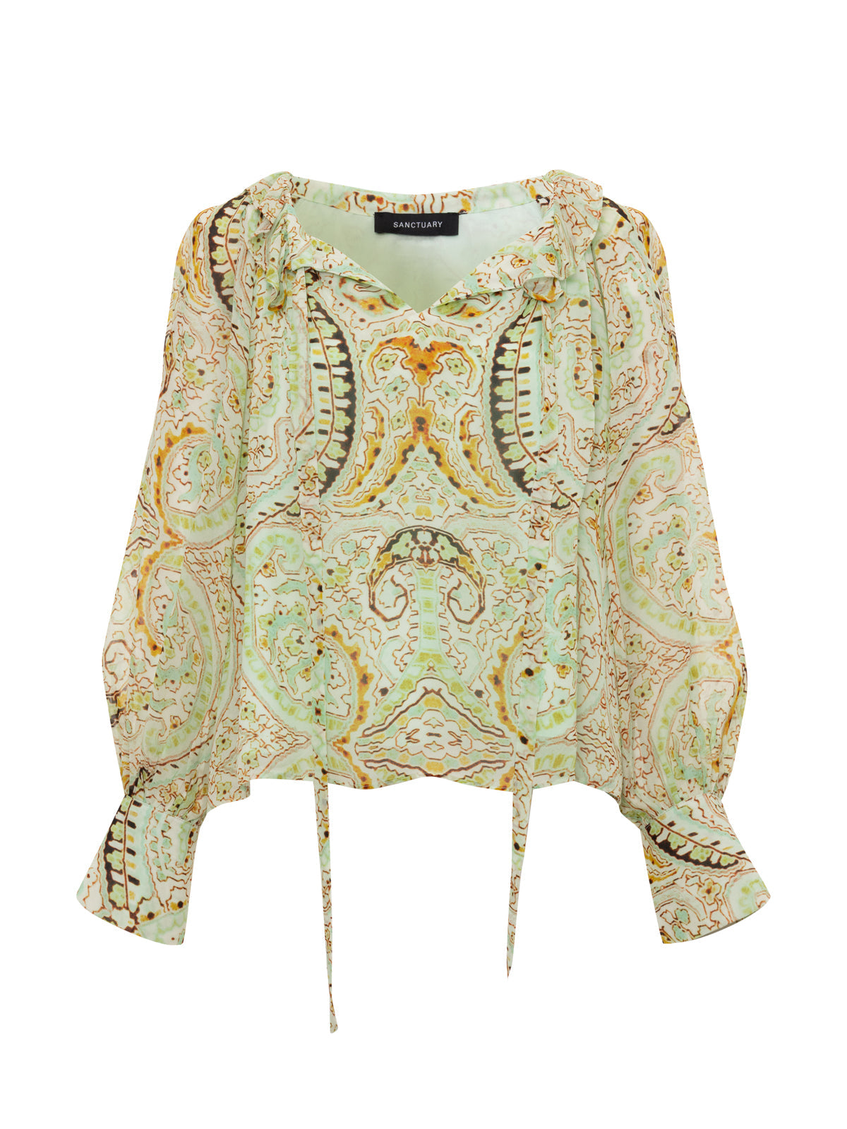 Sheer Elegance Volume Blouse Verde Boheme