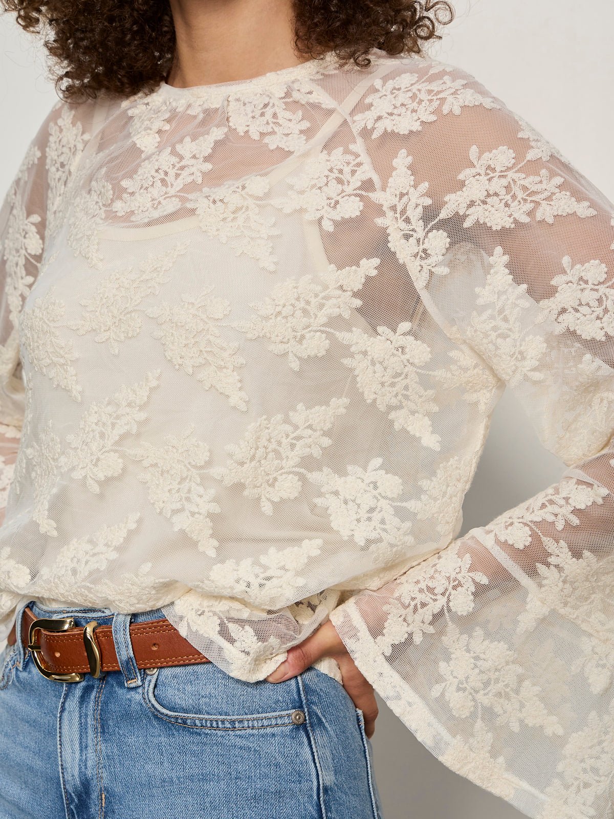 Boho Lace Top Vintage Ivory