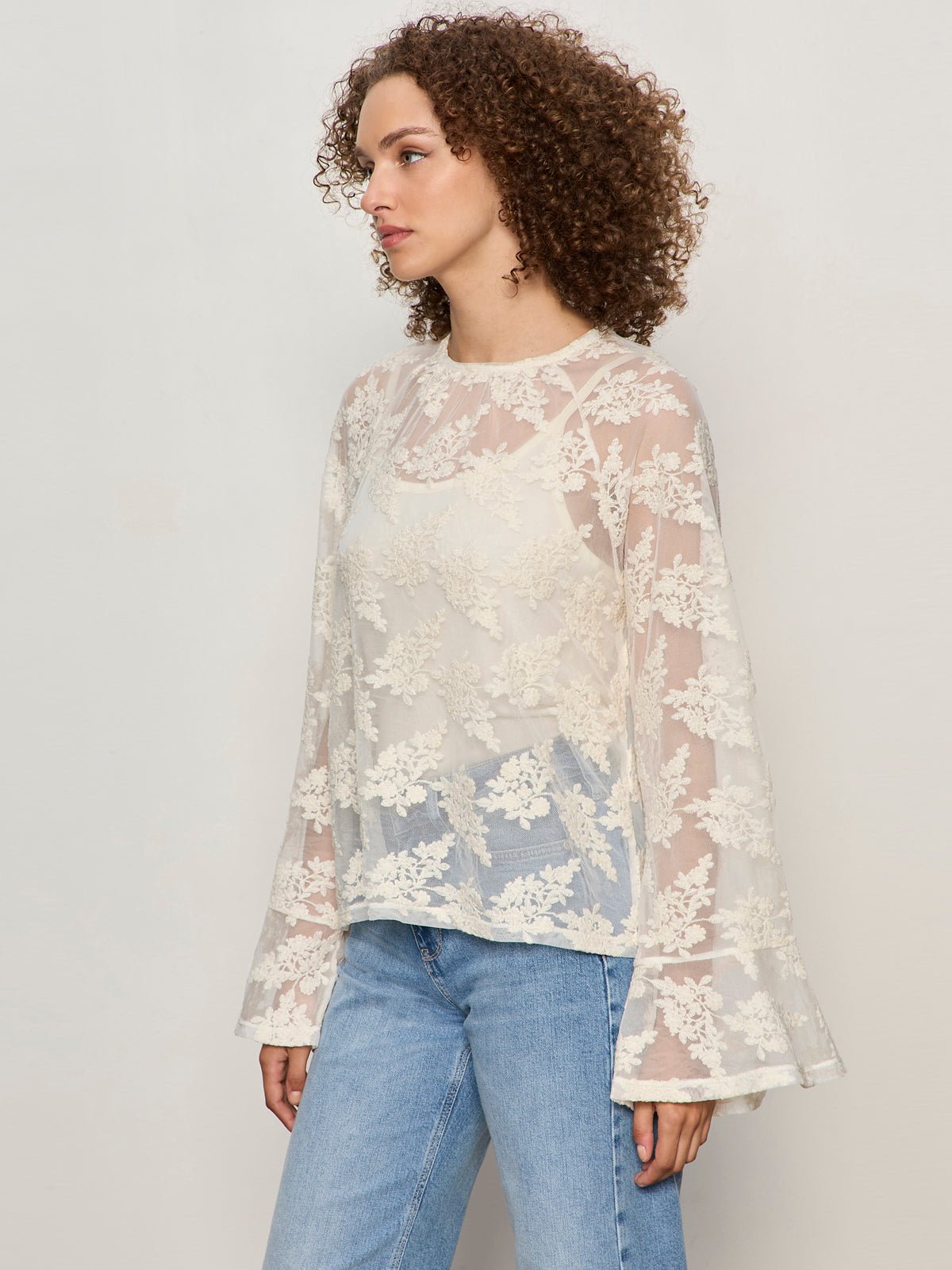Boho Lace Top Vintage Ivory