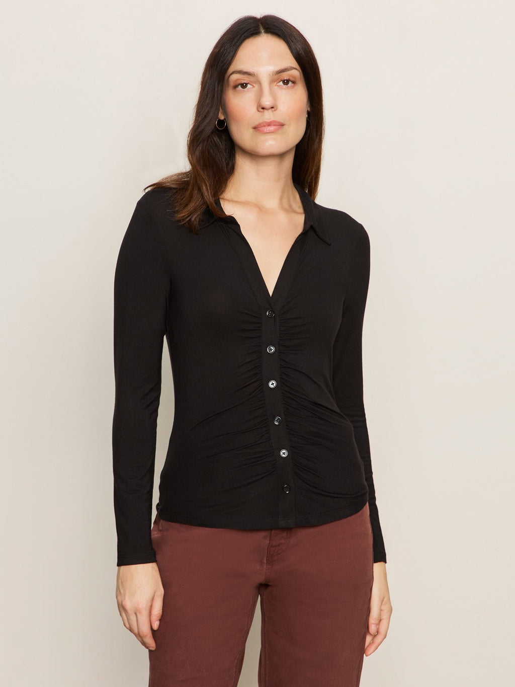 Dreamgirl Knit Button Up Top Black