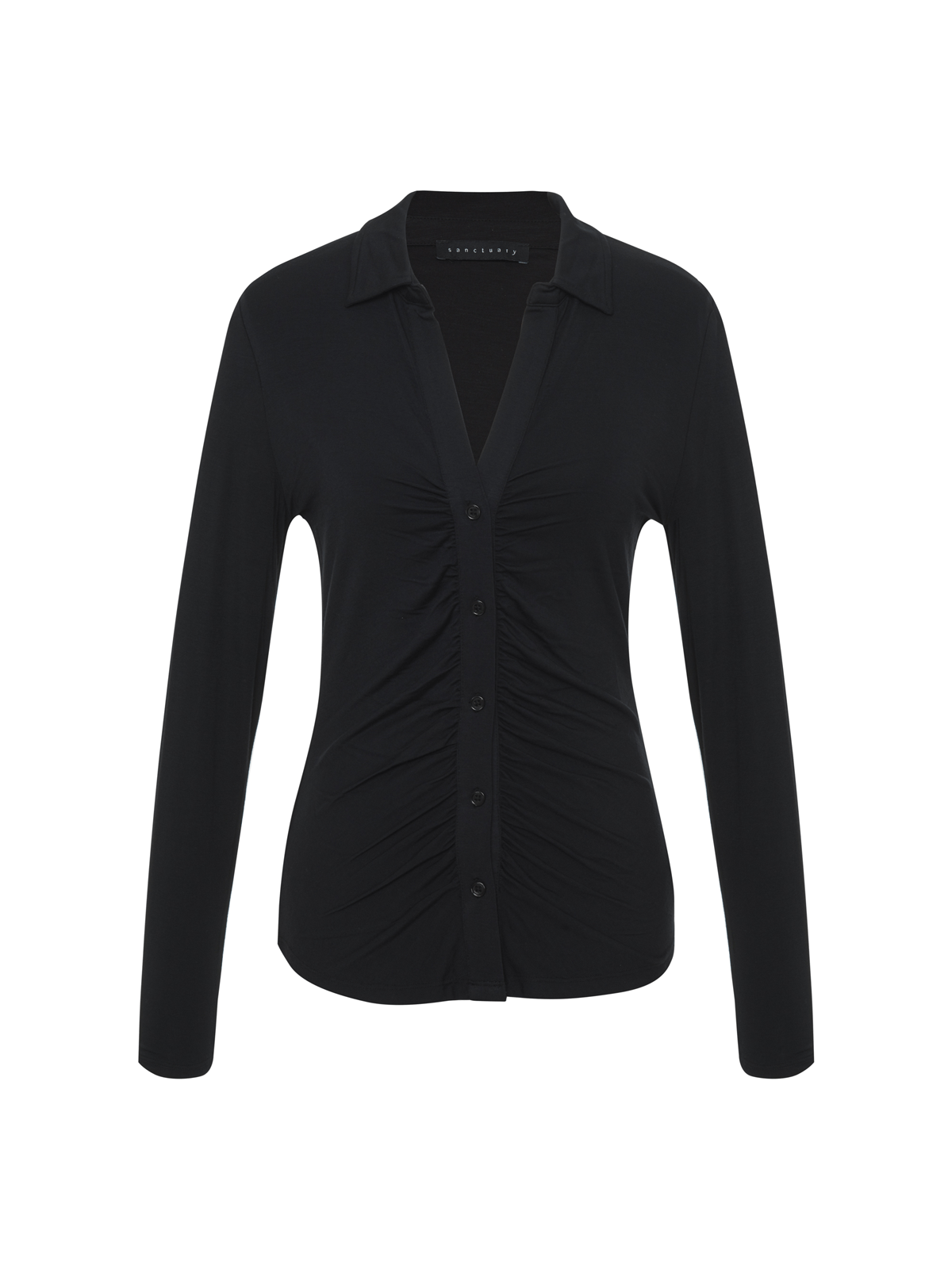 Dreamgirl Knit Button Up Top Black Extended Sizing