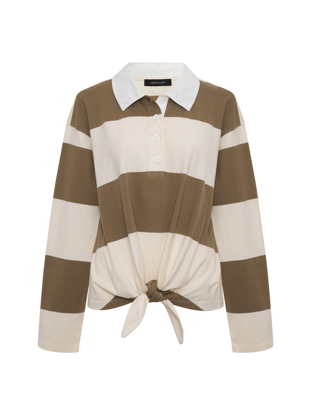 Rugby Tie Front Tee Covert Green / Collagen Stripe