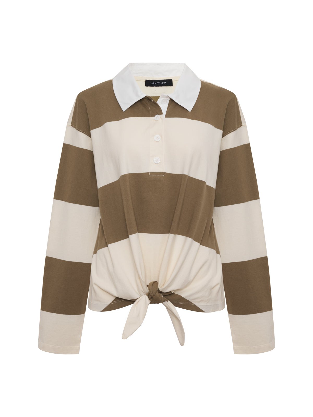 Rugby Tie Front Tee Covert Green / Collagen Stripe