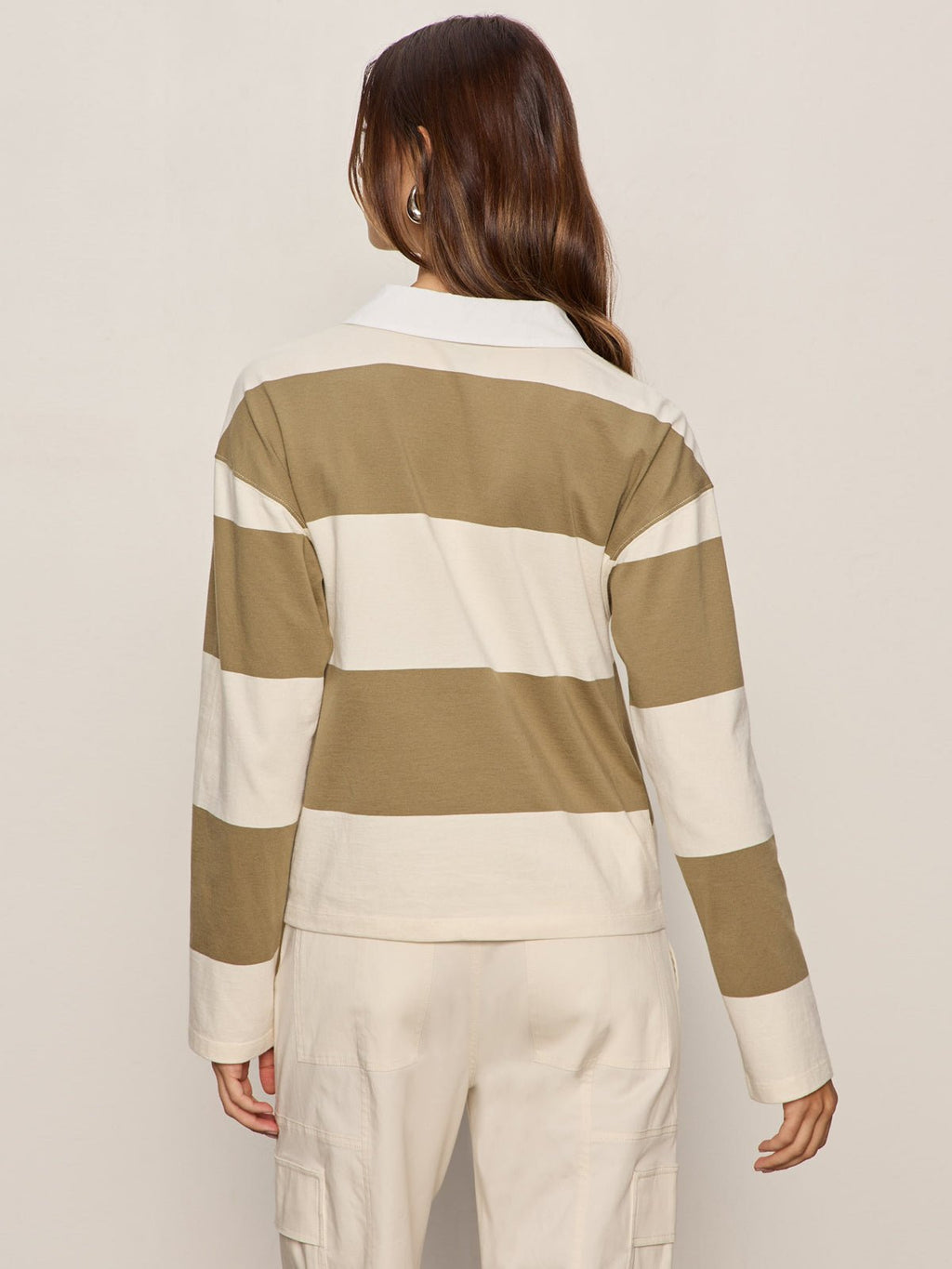 Rugby Tie Front Tee Covert Green / Collagen Stripe