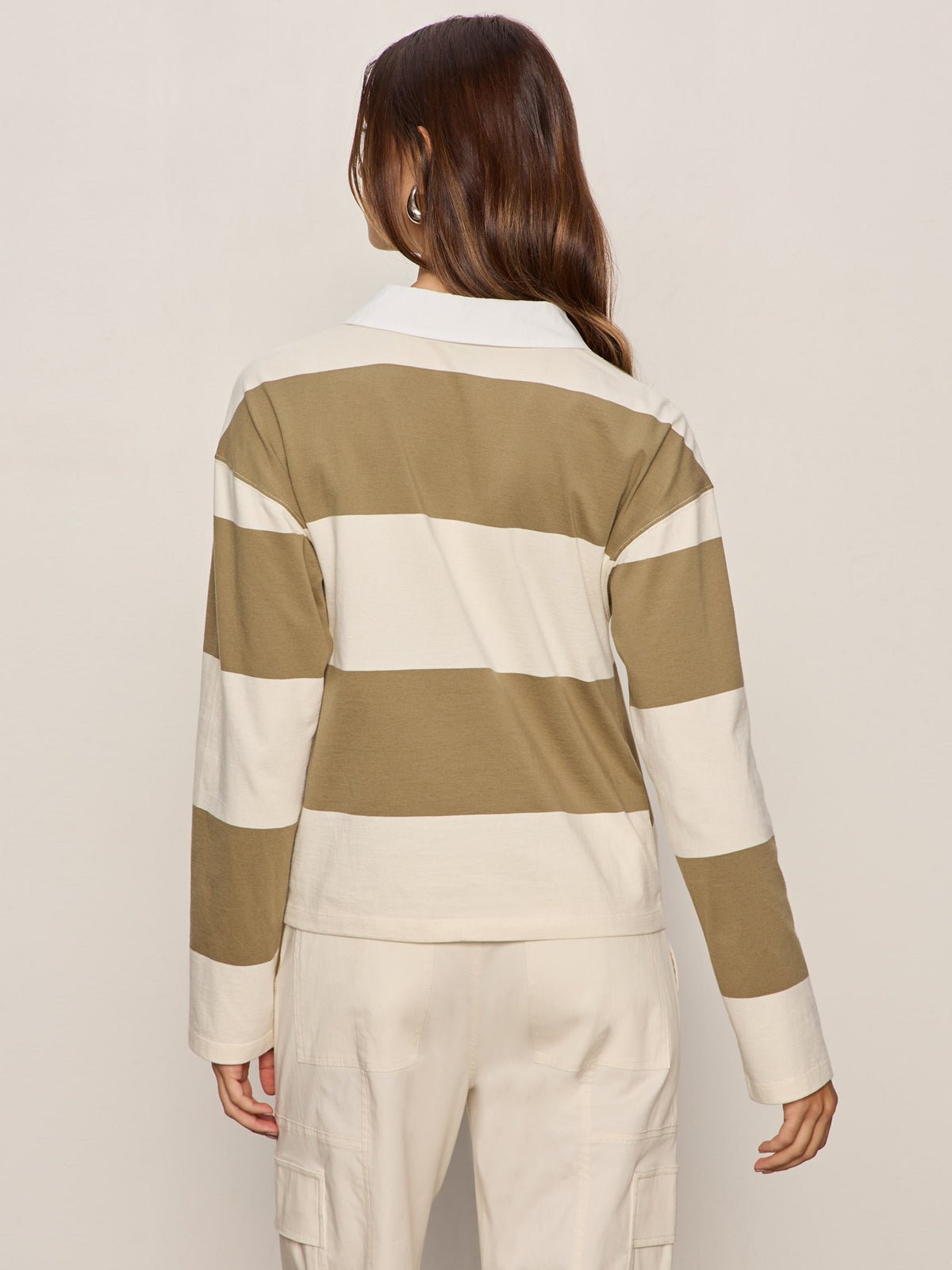 Rugby Tie Front Tee Covert Green / Collagen Stripe