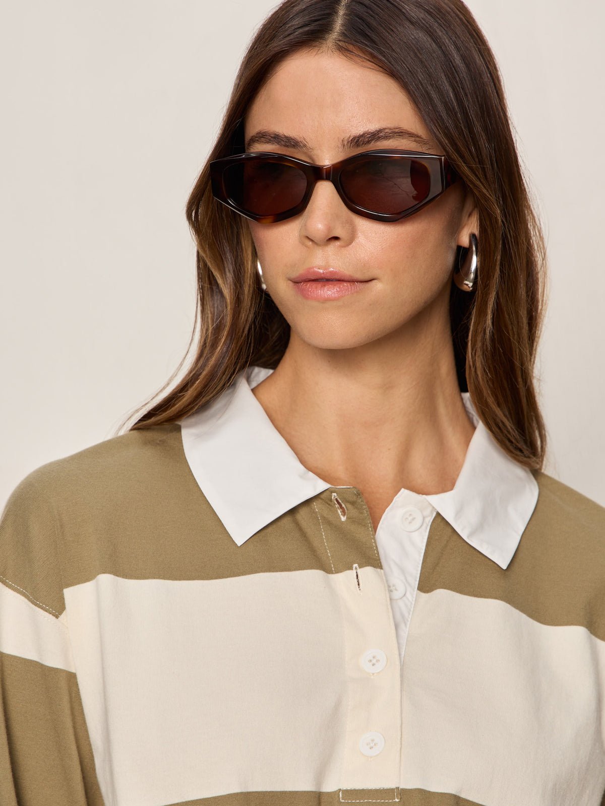Rugby Tie Front Tee Covert Green / Collagen Stripe