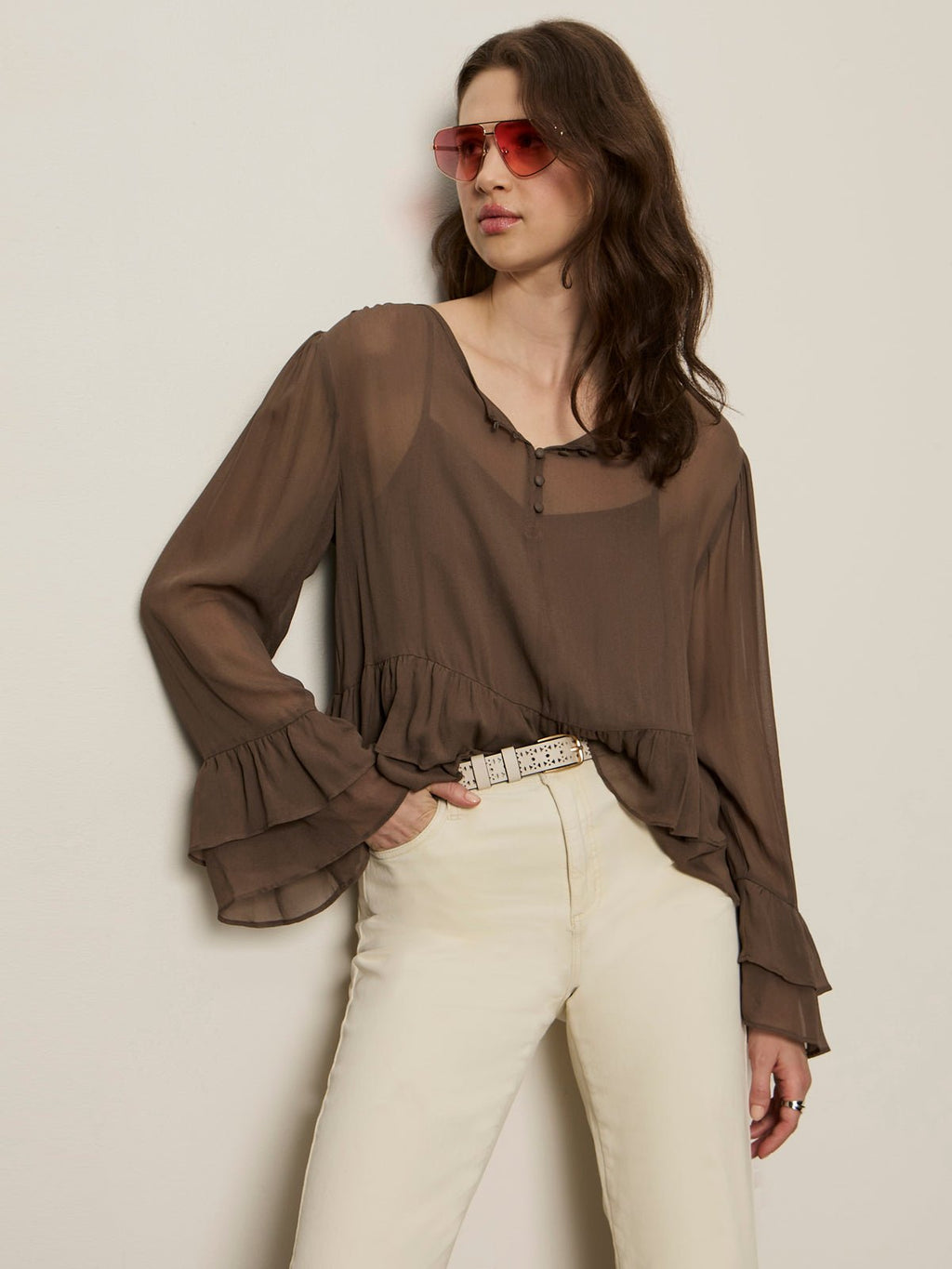 There She Goes Blouse Morel